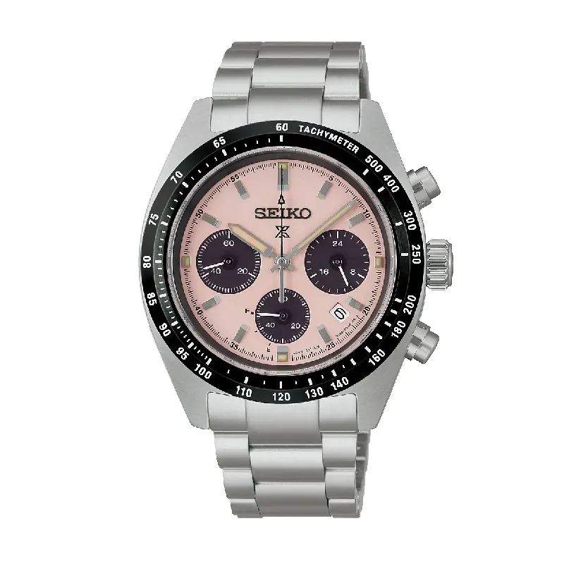 Seiko Speedtimer Chronograph Solar Salmon Dial Men's Watch- SSC963